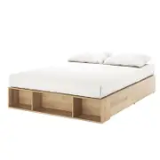 Eulalia Platform Bed Base with Drawers - Oak