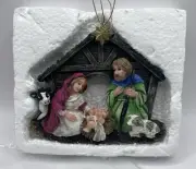 Nativity Resin Ornament Christmas Jesus Religious 3D Manger 4”x5” Colorful