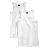 在飛比找Yahoo奇摩購物中心優惠-HUGO BOSS 男修身版型白色棉彈力背心(2件組)