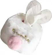 LeoLeoii Box Tissue Dispenser Decorative Napkin Storage Container Work Desk Accessories Office Decore White Decor Tissue Holder for Car Christmas Decor Rabbit Pink Soft Cute (White,13X13cm)