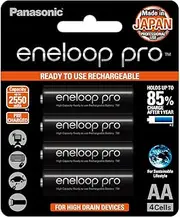 [Panasonic] Eneloop Pro AA Pre-Charged Rechargeable Batteries, 4-Pack (BK-3HCCE/4BT)