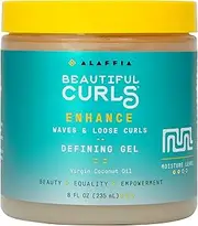 Alaffia Beautiful Curls Curl Enhance Defining Gel, Wavy to Curly Hair Products, Hair Gel to Coil, Twist and Braid, Natural with Shea Butter, Coconut Oil, Castor Oil & Aloe, 8 Fl Oz