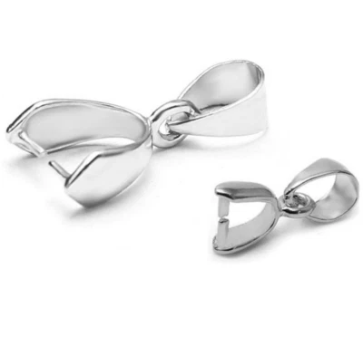 5Pcs 925 Sterling Silver Pendant Bail Connector Pinch Clasp Necklace Findings