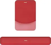 MOSISO Wrist Rest Support for Mouse Pad&Keyboard Set, Rectangular Ergonomic Mousepad Non-Slip Base Home/Office Pain Relief&Easy Typing Pad with Neoprene Cloth&Raised Curved Memory Foam, Red