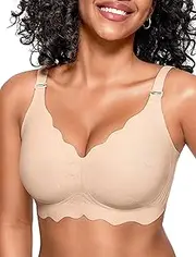 [OEAK] Women Bras No Underwire Scalloped Push Up Buttery Soft Tshirt Bra Seamless Full Coverage Convertible Everyday Bra
