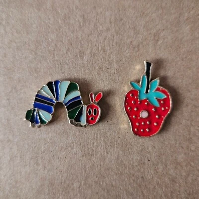 VERY HUNGRY CATERPILLAR Enamel Pin Set - Kids Books - Retro - Strawberry