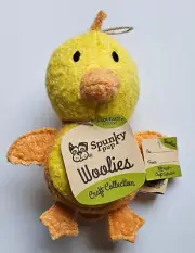 NEW Spunky Pup Woolies Craft Collection Chicken/Chick Squeaky Plush Wool DOG TOY