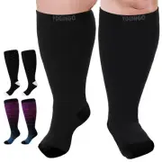 Compression Socks for Women Wide Calf Plus Size 15-20mmHg Knee High Large Com...