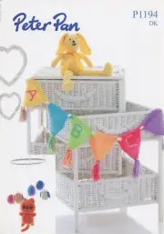 Peter Pan DK Knitting Pattern #P1194 Bird Mobile, Toy Rabbit, Bunting