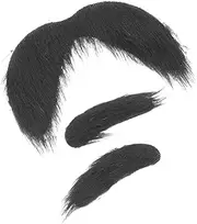 Ciieeo 3 Pcs Self Adhesive Realistic Mustache and Eyebrow Set for Halloween Party Thick Eyebrows Costume Accessories Humorous Fake Beard for Men and Easy to Apply Cosplay Set