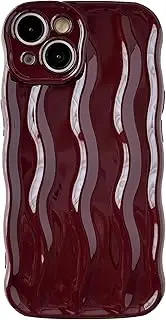 Caseative for iPhone 15 Case,Water Ripple Pattern Curly Wave Frame Soft Compatible with iPhone Case (Wine Red,iPhone 15)