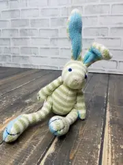 Pottery Barn Kids Knit Bunny Animal Plush Floppy Toy Stripes Green Blue