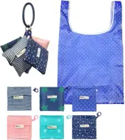 6 Pack of Reusable Grocery Bags with Ring Holder Foldable Machine-Washable Shopp