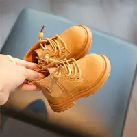 在飛比找ETMall東森購物網優惠-秋季新款鞋子真皮兒童小黃馬丁靴