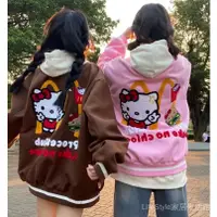 在飛比找蝦皮商城精選優惠-高街HelloKitty凱蒂貓棒球服 男女冬季寬鬆百搭毛巾繡