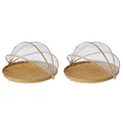 2PK Davis & Waddell Mesh Food Cover w/ Bamboo Tray 42x26cm - Natural/White