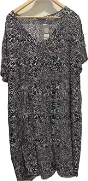 Autograph Plus Size 20 Dress Black & White Spot Short Sleeve Cold Shoulder