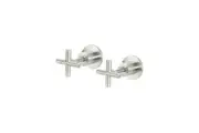 MEIR Round Brass Cross Handle Shower Wall Taps - PVD Brushed Nickel