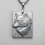 Natural Muonionalusta meteorite carved wolf head pattern pendant