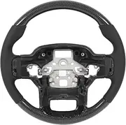 Gearwell Steering Wheel, Carbon Fiber Wheel Compatible with Raptor 2022+, Nappa Leather Steering Grip, Performance Steering Wheel Upgrade (Round)