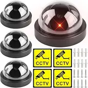 Dummy Camera: Pack of 4 Fake CCTV Surveillance Camera with Flashing LED Light, Security Camera, Dome Surveillance Camera, Fake Dummy Camera, Dome Camera for Indoor and Outdoor Use
