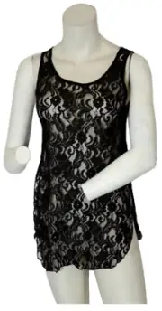 Black Lace "Mullet" Tank Top