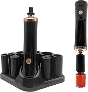 Nail Lacquer Shaker, Nail Polish Mixer, Portable Electric Eyelash Glue Shaker with 2 Connectors and 8 Sizes of Caliber Liquid Evenly Mixer for Eyelash Extension Lash Glue Ink (Black)