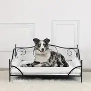 Pet Couch Bed, Large Dog Sofa Beds, Dog Furniture, Medium Pet Couch,Metal Frame and Washable Cushion, for Medium Sized Dogs Sitting (Black)