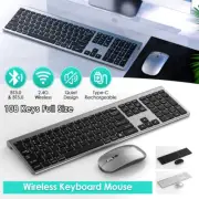 Slim Wireless Keyboard Mouse Set 2.4G/Bluetooth Rechargeable For Mac PC Computer