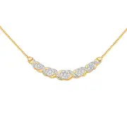 9ct Gold Diamond Cluster Hugs & Kisses Necklet