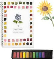 Watercolor Workbook for Adultsr and Kids: Beginner Friendly Painting Book, 12 Colors Watercolor Paint Set with Paint Brush, Crafts Gift for Teens and Artists (Flowers)