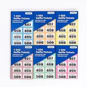 evelay 12 Books of 1-500 Cloakroom Raffle Bingo Tombola Draw Tickets Numbered Mixed colours