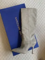 Stuart Weitzman Platinum Glitter Parton Boots Size 41
