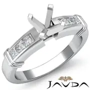 Diamond Engagement Channel Setting Ring Round Semi Mount Platinum 950 0.40 Ctw