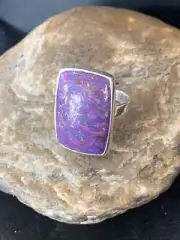 Purple Mohave Turquoise Navajo Sterling Silver Ring Size 9 Adjustable 11603