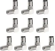 eMagTech 10Pcs TV Aerial Coaxial Female to Male Right Angle Adaptor 90 Degree Right Angle Adaptor Connector Accessories for Receivers TV Set-top Boxes Radios
