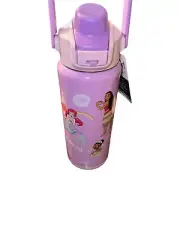 Zak Designs 20oz Princess Kids Straw Water Bottle, Stainless Steel