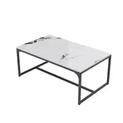 Fin Luxury & Sophistication Marble Coffee Table Living Room With Sturdy Metal Frame