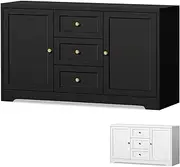 ALFORDSON Buffet Sideboard Table with Adjustable Shelves & 3 Drawers & 2 Doors, Pantry Cupboard Cabinet Storage Chest for Kitchen, Hallway, Living Room, Bedroom and Bathroom, Black