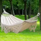 Boho Macrame Double Hammock Hanging Portable for Wedding Balcony Picnic
