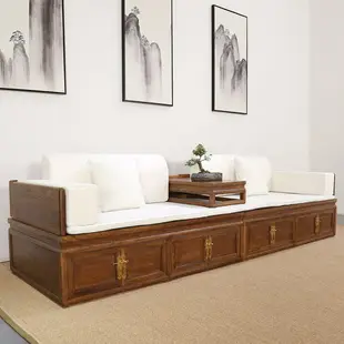 家具 新中式老榆木實木箱體式羅漢床榫卯羅漢塌榻客廳打坐沙發床禪意