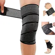 Elastic Knee wrap pressurized Extra-Long Compression Bandages to Support Legs, Stable ligaments, Plantar Fasciitis, Joint Pain, Strain, Squatting, Running, Tennis, Basketball,Football