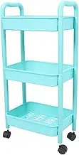 KICHOUSE Sturdy Plastic Storage Trolley Rack Level Rolling Organizer for Bedroom Bathroom Kitchen
