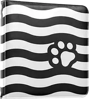 Black and White Dog Paw Stripes Photo Album Binders Photobooks Self Adhesive Pages Book Photo Album Photo Albums For 4x6, 5x7, 6x8 Photos