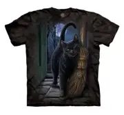 Cat Kittens Kitty Brush With Magic Broom Cats Cute Black Mountain T-Shirt M-3X