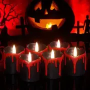 Halloween LED Votive Candles with Long Lasting Batteries, Flameless Black