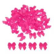 80Pcs Mini Ribbon Bow 1" Mini Fabric Satin Ribbon Flower Bows DIY Rose Red