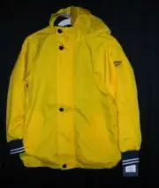 NWT OSHKOSH BOYS SIZE 7 YELLOW WATER RESISTANT HOODED COAT, FULLY LINED, WIND P