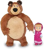Masha and The BeaR Jada Toys, Masha Plush Set with Bear and Doll Toys for Kids, Ages 3+, Nylon, 109301072, 9.8 inches