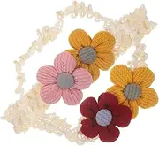 [Minkissy] 2PCS Floral Headbands for Baby Girls Elastic Hair Band Lace Floral Hairbands Elastic Hair Accessories